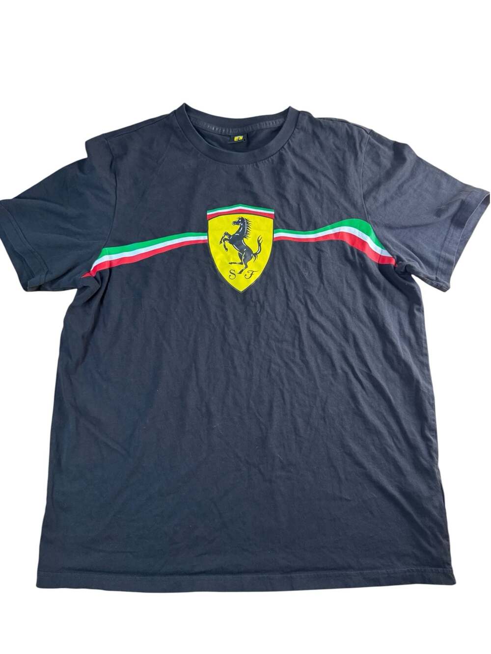 Puma Scuderia Ferrari Race Big Shield Men's Heritage T-Shirt Black Size Large